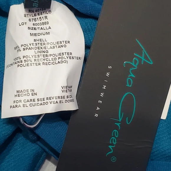 NWT Aqua Green Women's High Neck Keyhole Tankini Top M - Picture 7 of 7